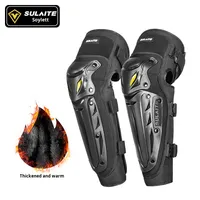 SULAITE Genouillères et coudières d'hiver épaisses et coupe-vent pour moto, protection complète tout-terrain, doublure en peluche Knight