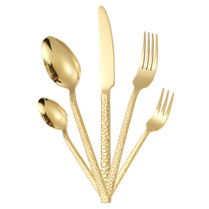 Juego de cubiertos de acero inoxidable de 12 piezas con diseño de cubos de agua martillados, estilo occidental, cuchillo, tenedor y cuchara para postre en casa. - Product Image 5