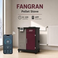 Estufa de Leña Moderna para Interiores Fangran 160S OEM ODM con Pantalla Táctil WiFi, Hidrónica, Ecológica, Ahorradora de Energía, para Hoteles y Villas
