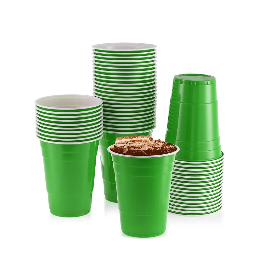 Vasos de plástico desechables para fiesta de cumpleaños y Navidad, vasos verdes de 16 oz, 50 paquetes