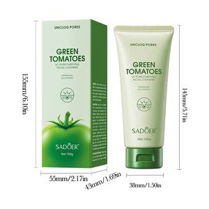 Nettoyant à l'argile clarifiant les pores à la tomate verte VC – Nettoyage en profondeur, affine les pores, lisse et hydrate la peau délicate du visage - Product Image 5