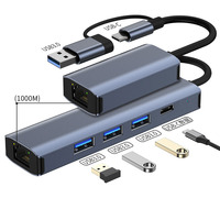Cantell Câble convertisseur Ethernet USB 3.0 + Type-C vers RJ45 Lan 1000Mbps