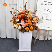 Boule de fleurs artificielles réaliste Caramel Rustique & Orange pour stand d'accueil de mariage, décoration Fête des Mères et Rentrée des classes