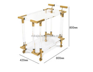 Aangepaste Transparante Acryl Dienende <span class=keywords><strong>Trolley</strong></span> Goud Roestvrij Staal Hotel Bruiloft <span class=keywords><strong>Trolley</strong></span> Bar Bewegende Kar Eetkamer <span class=keywords><strong>Trolley</strong></span> - Product Image 6