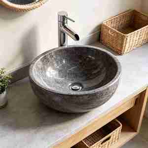 Natural Stone Vessel Marble Countertop <b>Basin</b> for Bathroom Vanity Home - Product Image 2