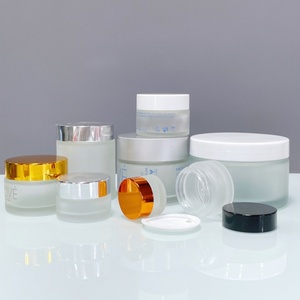 Cosmetic Cream <b>Jars</b> <b>Empty</b> 50g 30g 60g 100g Body Scrub Packaging 5g 10g 15g 20g Frosted Glass <b>Jars</b> With White Lids - Product Image 6