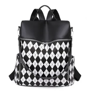 Mochila pequeña de cuero de diseñador de lujo para mujer, color negro