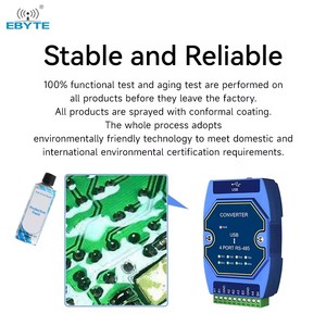 โมดูลแปลงสัญญาณ Ebyte ODM E810-U41CS ระดับอุตสาหกรรม USB เป็น RS485 4 ช่องสัญญาณ รองรับการใช้งานแบบหลายช่องสัญญาณ RS485 พร้อมการป้องกัน EMC3 - Product Image 6