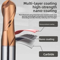 PULSTOOL Fraise à queue sphérique en carbure haute précision à 2 cannelures, angle de hélice 45°, revêtement TiCN, pour usinage CNC, acier pour moules OEM 55/60HRC