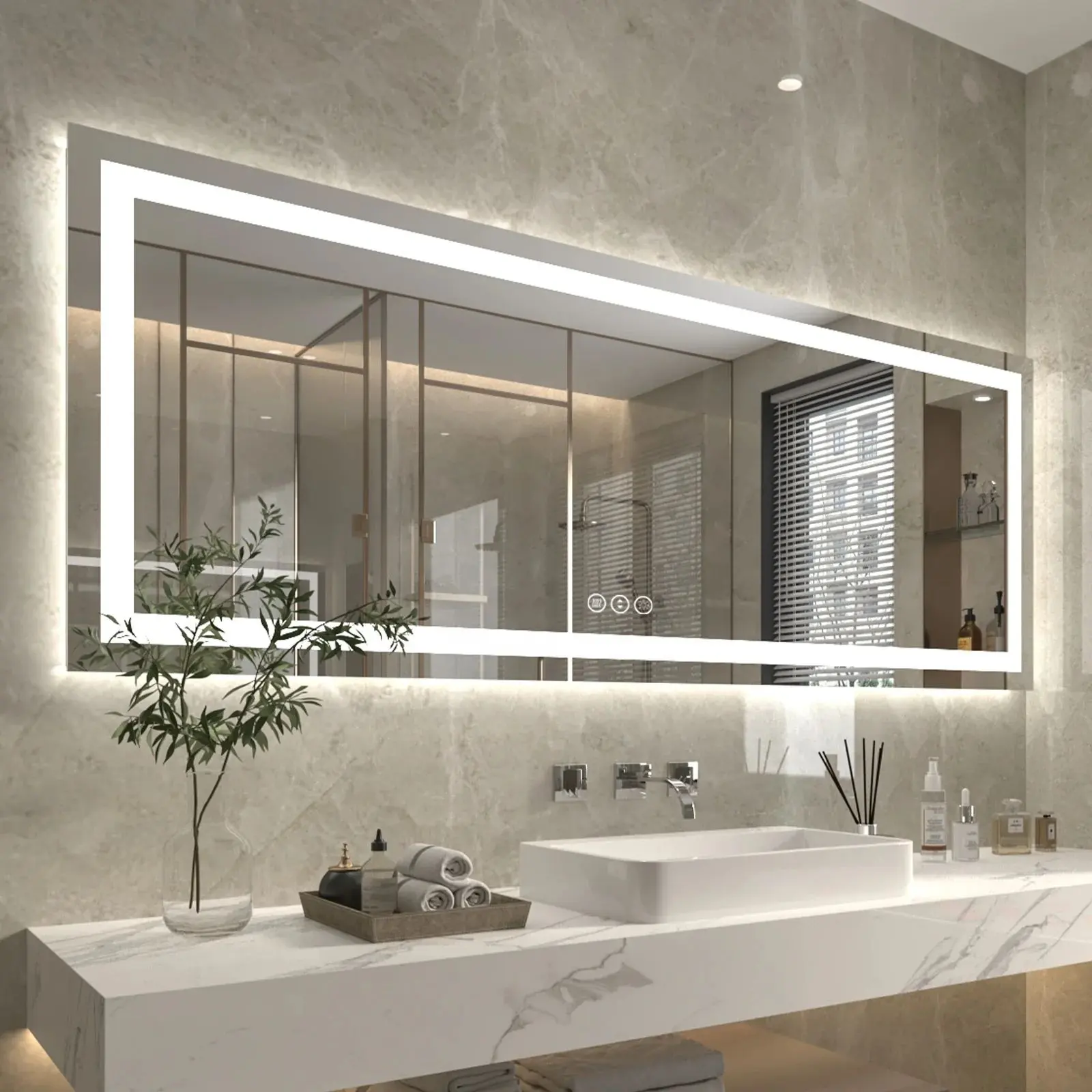 Fogless backlit intelligent LED mirror vanity decoration touch screen bathroom mirror LED mirror