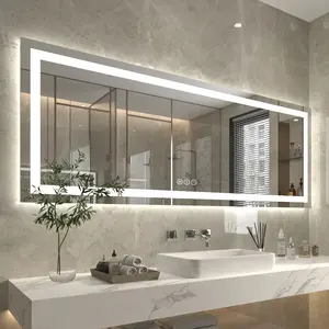 Espejo LED inteligente retroiluminado sin niebla, decoración de tocador con pantalla táctil, para Baño