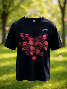 T-shirt Unisex a Maniche Corte 100% Cotone Girocollo Casual Estivo con Stampa Labbra per Appuntamenti e San Valentino - Product Image 2