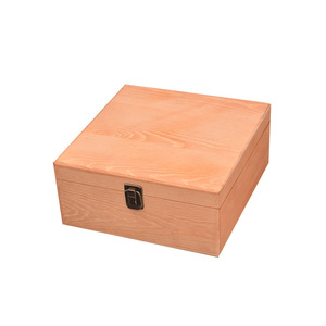 <b>Pine</b> Wood Jewelry <b>Box</b> Rectangle 22.5X22.5X10Cm Handmade Storage <b>Box</b> For Gift Packaging - Product Image 4
