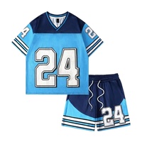 Ensemble de vêtements de sport deux pièces pour hommes grandes tailles, impression de logo personnalisé, 100% coton, short et t-shirt athlétiques d'été, blocs de couleur, cordon de serrage, ODM