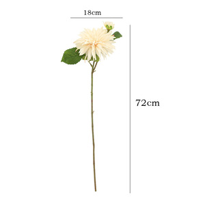 Flores de seda artificiales Ruilisi, dalias y crisantemos blancos y amarillo claro para decoración de bodas y hogar. - Product Image 5