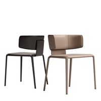 Chaise de salle à manger moderne minimaliste italienne en métal avec accoudoirs en cuir, chaise selle haut de gamme avec dossier de style nordique pour la maison