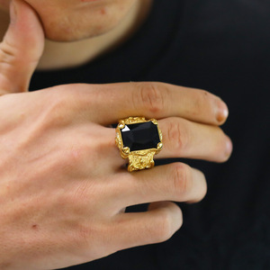 Ringen van roestvrij staal, vintage, gegraveerd, grote vierkante, kleurrijke kristallen, heren, <span class=keywords><strong>gothic</strong></span>, tweekleurig, edelsteen, statement ringen - Product Image 2