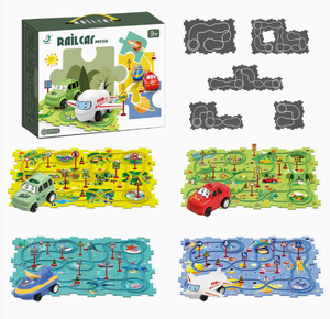 Puzzle d'assemblage de dinosaures créatifs en plastique pour enfants, construction de chemins de fer <span class=keywords><strong>et</strong></span> de routes, ensemble de véhicules ferroviaires électriques Orest Track Car Toys - Product Image 6