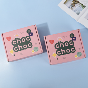 Mẫu miễn phí biểu tượng tùy chỉnh màu Hồng mỹ phẩm sóng bao bì hộp bưu phẩm vận chuyển hộp hộp giấy hộp - Product Image 2