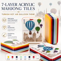 Jeu de Mahjong Américain de Luxe Moderne à 7 étages, Peint à la Main, avec 160 Cartes Acryliques Sculptées, Pliable et Portable, Idéal pour Offrir