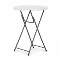 Table de bar pliante blanche ronde haute avec structure en métal pour les fêtes, les pubs et les bars à domicile
