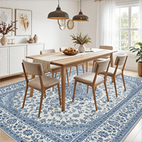 Tapis persans de couleur bleue tapis d'impression 3D lavables tapis de polyester de pile de coupe pour les chambres à la maison