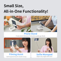 Mini Palo Selfie Plegable con Control Remoto, Trípode y Luz de Relleno, Soporte de Mano para Teléfono Inteligente, para Fotografía Móvil
