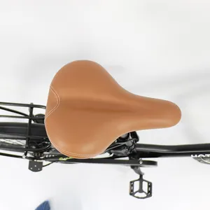 复古棕色皮革2座电动自行车座椅，用于公路沙滩山地自行车鞍座四季PU泡沫CN