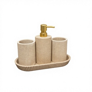 Wholesale Resin Five-piece <b>Bathroom</b> <b>Sets</b> Durable Lotion Bottle Luxury Liquid Soap Dispensers Decor Hotel Furniture <b>Accessories</b> - Product Image 3