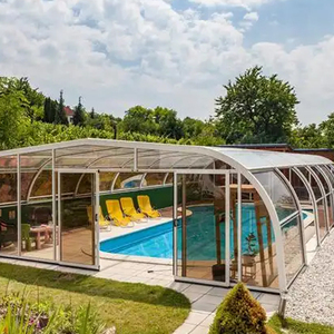 Système <span class=keywords><strong>de</strong></span> persiennes modernes <span class=keywords><strong>en</strong></span> aluminium, véranda mobile inclinée, <span class=keywords><strong>porte</strong></span> <span class=keywords><strong>en</strong></span> verre double trempé double vitrage Low-E pour villa résidentielle extérieure - Product Image 1