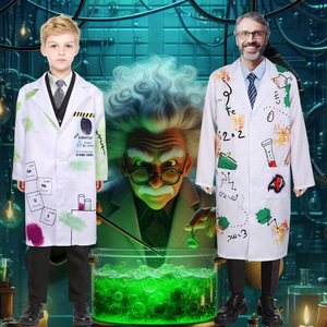 Ensemble de costume de scientifique fou pour enfants, avec blouse de laboratoire, perruque, pour expériences scientifiques, fête d'Halloween, spectacle - Product Image 1