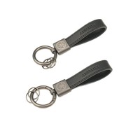 Porte-clés personnalisé en cuir PU cousu avec boucle en métal à logo gaufré minimaliste pour breloque de sac