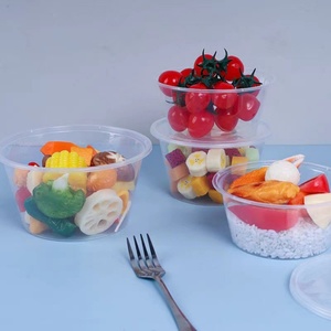 Bol jetable en plastique PP transparent avec couvercle 750 ml, récipient alimentaire rond à emporter, vaisselle moulée en pulpe pour usage domestique - Product Image 2