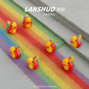 ของเล่นเป็ดสายรุ้ง Lanshuo ของเล่นอาบน้ำขนาดเล็ก ทำจากเรซิ่นอีพ็อกซี่ 3 มิติ สำหรับเด็กทุกเพศ อายุ 2-4 ปี ฤดูใบไม้ผลิ 2026 - Product Image 4