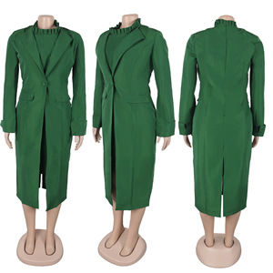 女士西装办公装两件套女式服装长款+内搭连衣裙套装两件套女装 - Product Image 2