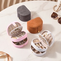 Boîte à bijoux mini en cuir PU, organiseur de voyage portable, style Ins, multi-couches avec fermeture éclair, compartiments doublés de velours
