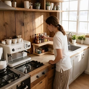 Étagère de rangement d'angle pour bureau, organisateur en bois à 3 niveaux pour tasses, ustensiles de cuisine, bureau, type sur pied, forme rectangulaire - Product Image 5