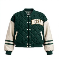Blouson universitaire sportif ample pour homme, en PU coupe-vent, avec fermeture éclair, patchwork et col rabattable, personnalisable avec logo sur le devant - Vente en gros ODM Hiver
