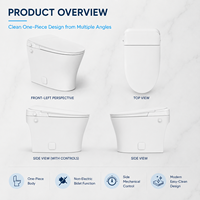 WC Bidet Non Électrique Certifié CUPC Conforme ADA Sans Rebord en Céramique Facile à Nettoyer avec Chasse d'Eau Latérale pour Salle de Bain