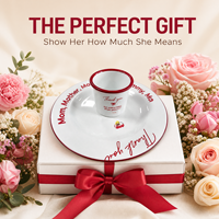 Ensemble de tasses et assiettes en émail personnalisées, vaisselle cadeau OEM, tasse à café et soucoupe pour la fête des mères, pour la maison, la table, les réunions de famille, vente en gros