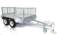 Remorque à plateau tandem multifonctionnelle 10*5 galvanisée à chaud pour le transport de marchandises avec cage