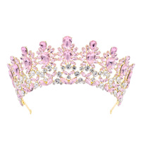 Couronnes de Mariage Multicolores en Alliage et Cristal, Style Baroque Européen et Américain, pour Concours de Beauté et Mariées, avec Fleurs Moulées sous Pression, Vente en Gros