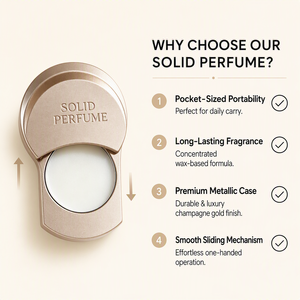 Parfum solide portable HKH avec couvercle coulissant en métal pour les voyages, le sac à main, le bureau et l'usage quotidien – Baume parfumé compact, marque privée - Product Image 2