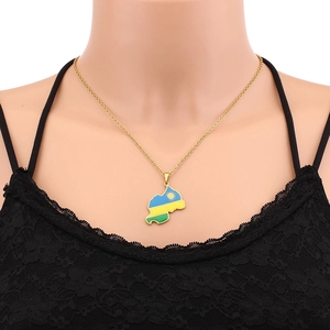 Nuova Collana con Ciondolo Mappa e <span class=keywords><strong>Bandiera</strong></span> del <span class=keywords><strong>Ruanda</strong></span> per Uomo e Donna, Colore Oro e Argento, in Acciaio Inossidabile, Gioielli Africani alla Moda, Regalo per Rwandiani - Product Image 4