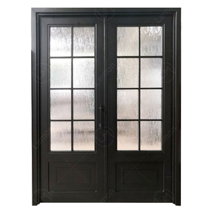 Grille coulissante marocaine moderne, design uni, entrée extérieure noire, <span class=keywords><strong>porte</strong></span> d'entrée française en <span class=keywords><strong>fer</strong></span> <span class=keywords><strong>forgé</strong></span> solide pour résidence - Product Image 6