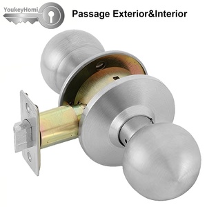 YoukeyHomi Canada American Commercial Stainless Steel Non-Locking Passage Cylindrical ANSI Grade-2 UL Fire <strong>Door</strong> Handle <strong>Knob</strong> Lock - Product Image 3
