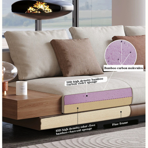 Bộ ghế <span class=keywords><strong>sofa</strong></span> mô đun chất liệu nhung mềm mại, có chức năng ngả lưng, thiết kế đơn giản, chân gỗ, thích hợp cho phòng khách hoặc trang trí nội thất nhà cửa - Product Image 3