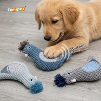 Famipet Fabricant, Vente en gros personnalisée, Nouveau jouet couineur pour chien en peluche douce, design oiseaux, avec effet froissé et son couineur