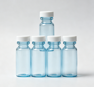 Vente en gros de flacons en verre transparent bleu clair, bouchons à sertir blancs, mini-contenants en verre vides non imprimés - Product Image 3