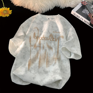 Camiseta de Verano para Hombre, Estilo Americano, Moderna, de Poliéster, Manga Corta, Corte Holgado, Talla Grande, Lavada, Estilo Vintage - Product Image 2
